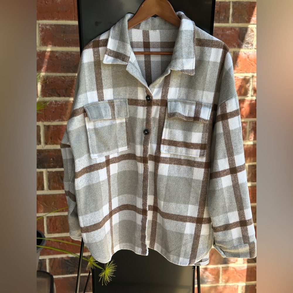 Plaid Button-Up Shirt Jacket